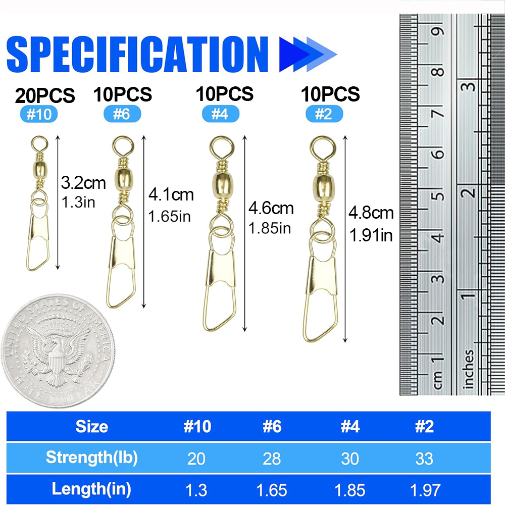 50Pcs Gold Fishing Barrel Swiv - Fishing Lure Accessories บทวิจารณ์และราคา