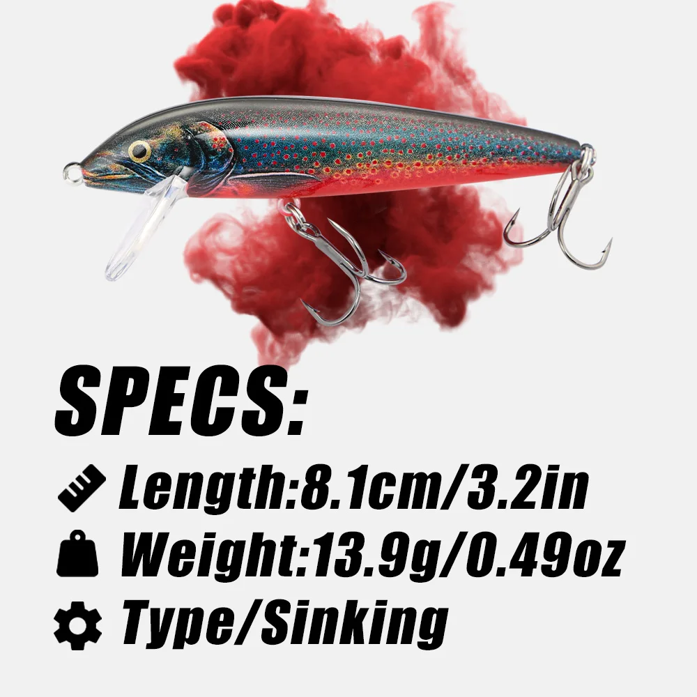 B&U 80mm Sinking Minnow Wobbli - Fishing Lure Jerkbait บทวิจารณ์และราคา